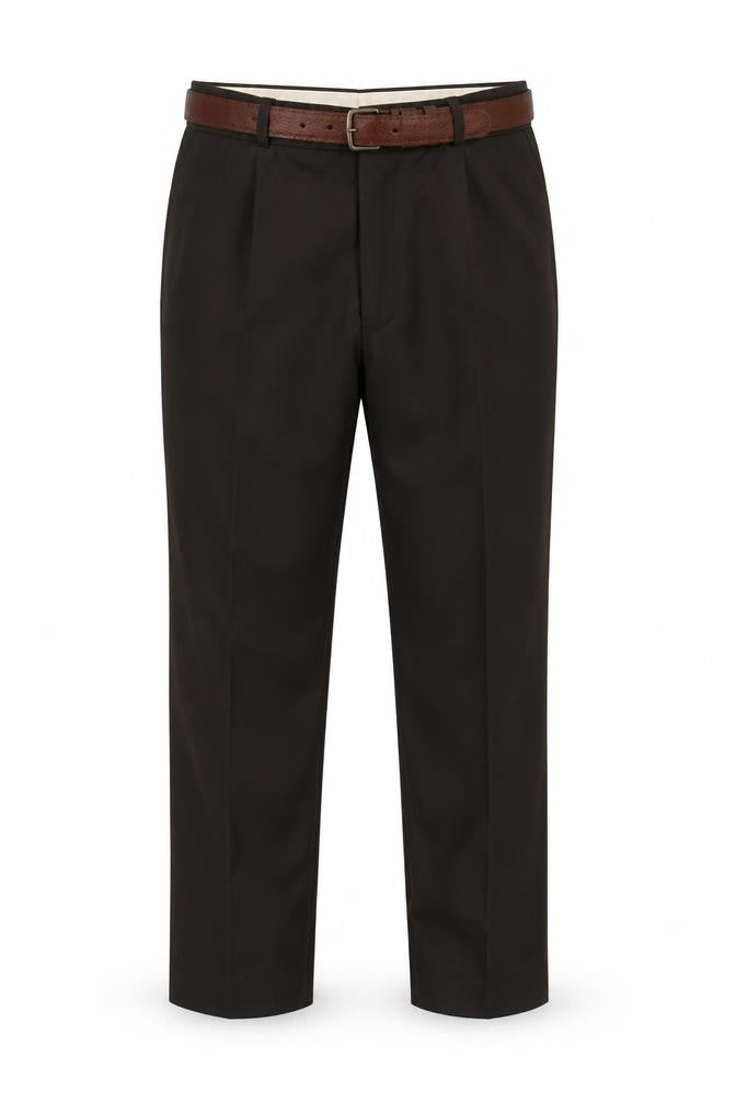 Premier Man Men's Black 34S Pleated Straight Dress Trousers