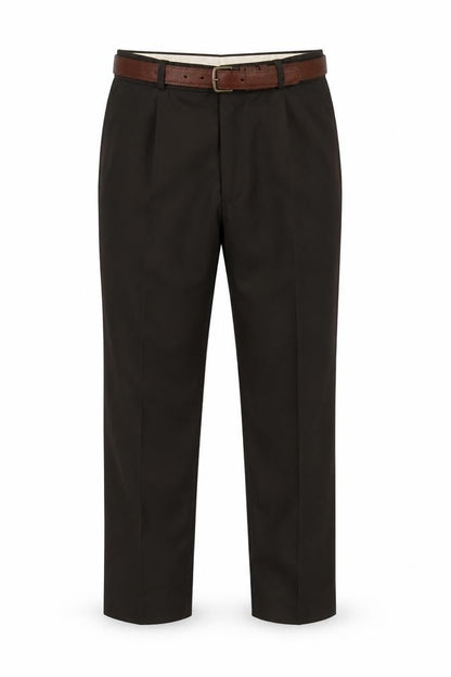 Premier Man Men's Black 34S Pleated Straight Dress Trousers