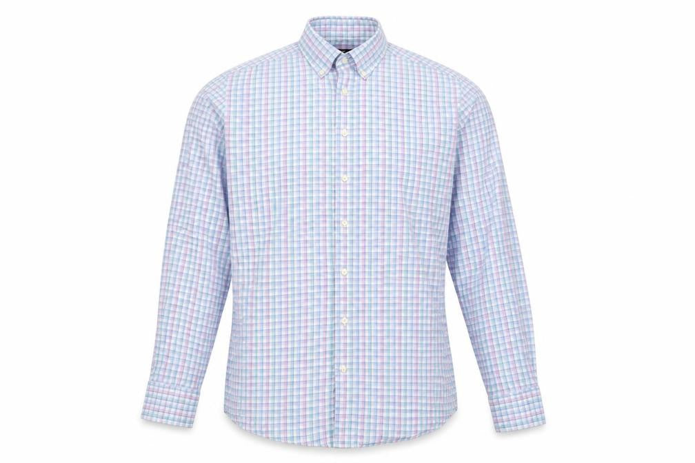 Hackett London Men’s Blue Check Slim Fit Cotton Shirt Medium