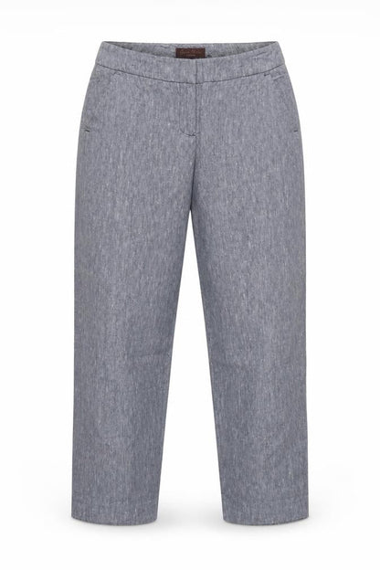 Great Plains Women Grey UK 10 Cotton Chambray Straight Trousers Pockets