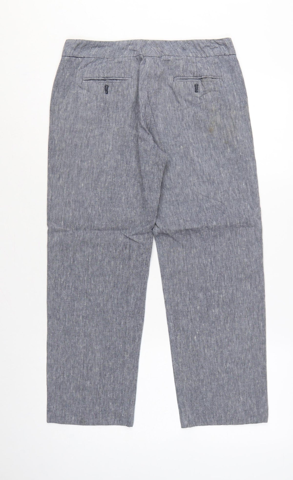 Great Plains Women Grey UK 10 Cotton Chambray Straight Trousers Pockets