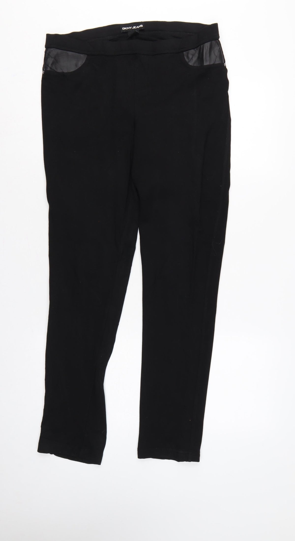 DKNY Jeans Women Black M Straight Leg Pull-On Trousers Pockets