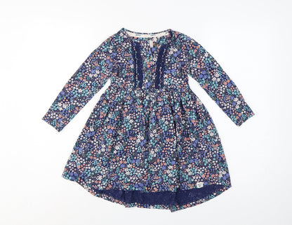 Additional front view of Mantaray girls’ multicoloured 5-6 years floral fit & flare cotton dress