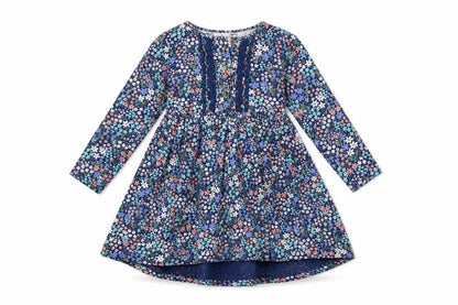 Front view of Mantaray girls’ multicoloured 5-6 years floral fit & flare cotton dress