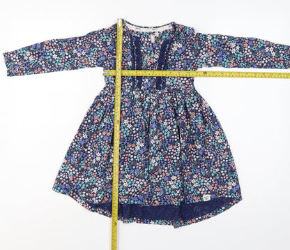Back view of Mantaray girls’ multicoloured 5-6 years floral fit & flare cotton dress