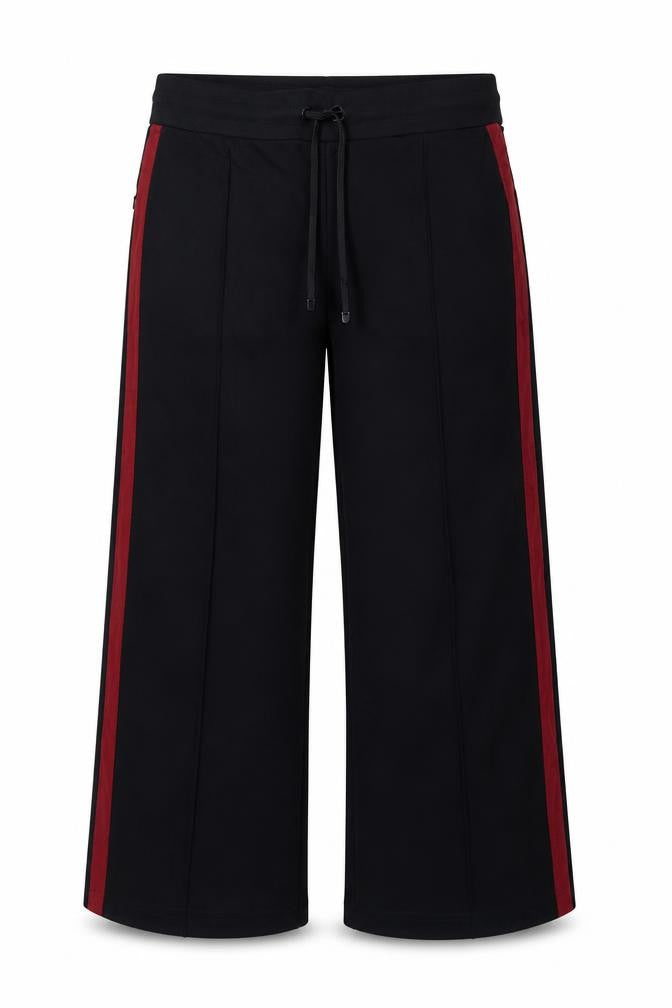 Marks & Spencer Women Black Size 20 Short Wide-Leg Stripe Trousers