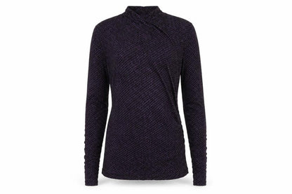 Banana Republic Women Black Purple Wrap Jersey Blouse Petite 2XS