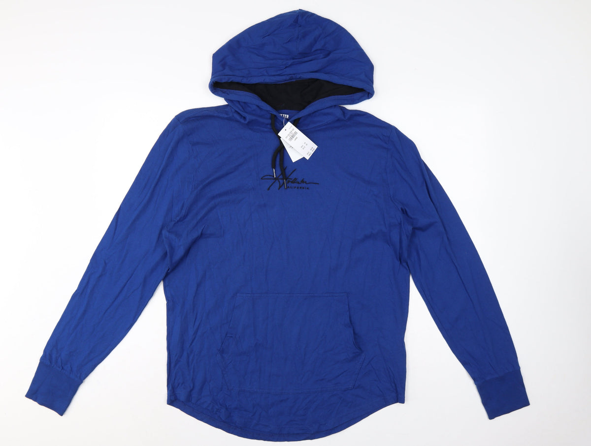 Hollister Men’s Blue L Hooded Tee Pullover Logo Cotton Hoodie