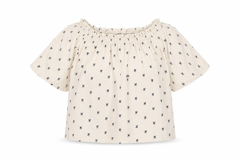 Marks & Spencer Women Ivory Floral Off Shoulder Blouse Size 14 3/4 Bell Sleeve