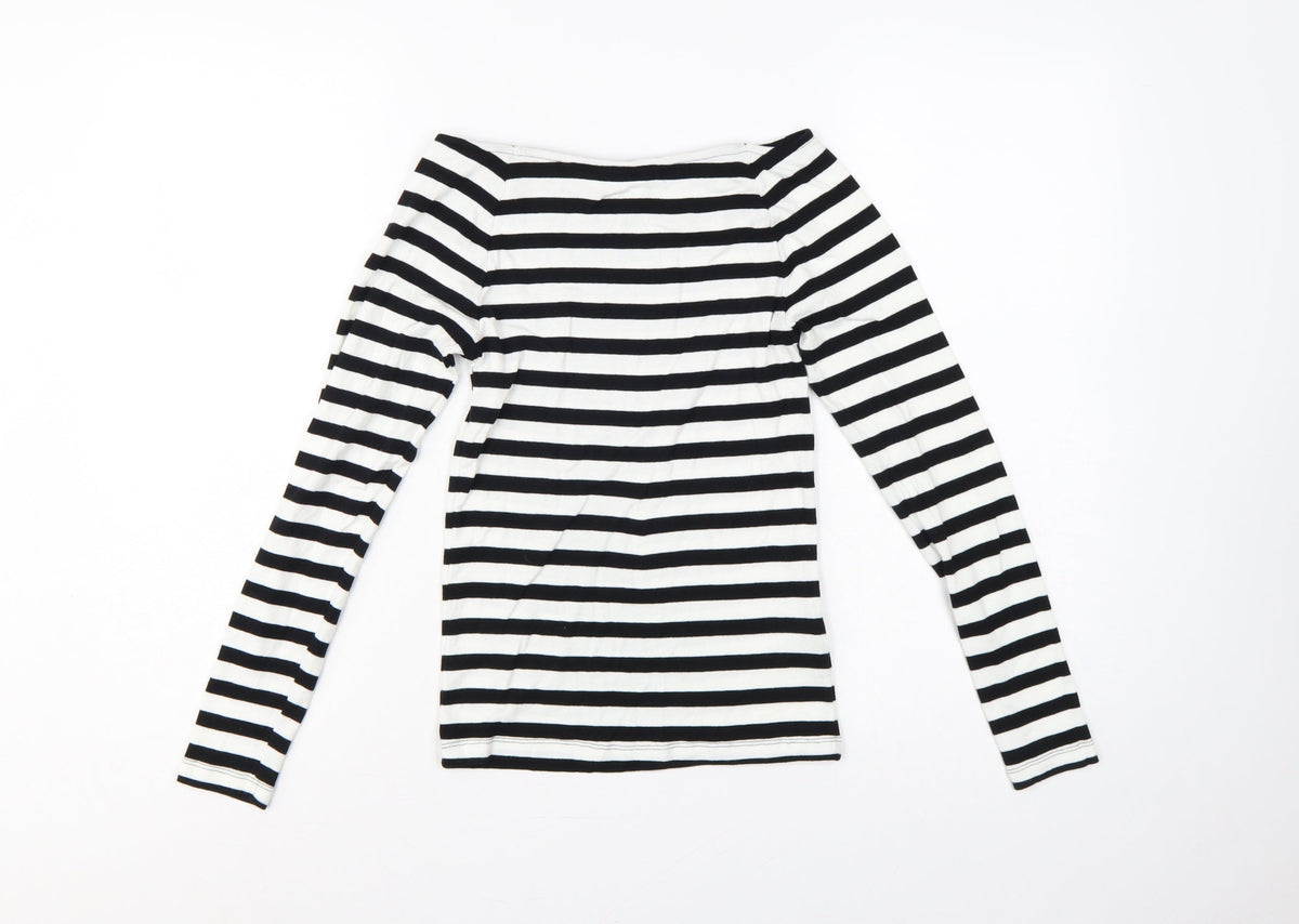 Marks & Spencer Women's Black White Stripe Off Shoulder Top UK 8