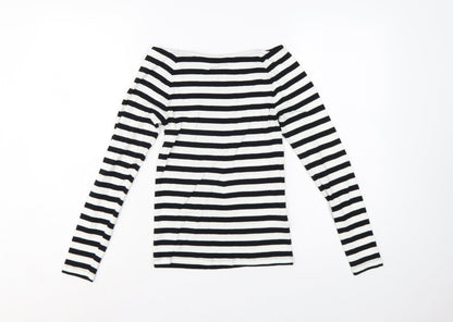 Marks & Spencer Women's Black White Stripe Off Shoulder Top UK 8