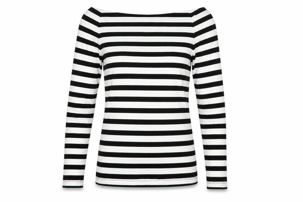 Marks & Spencer Women's Black White Stripe Off Shoulder Top UK 8