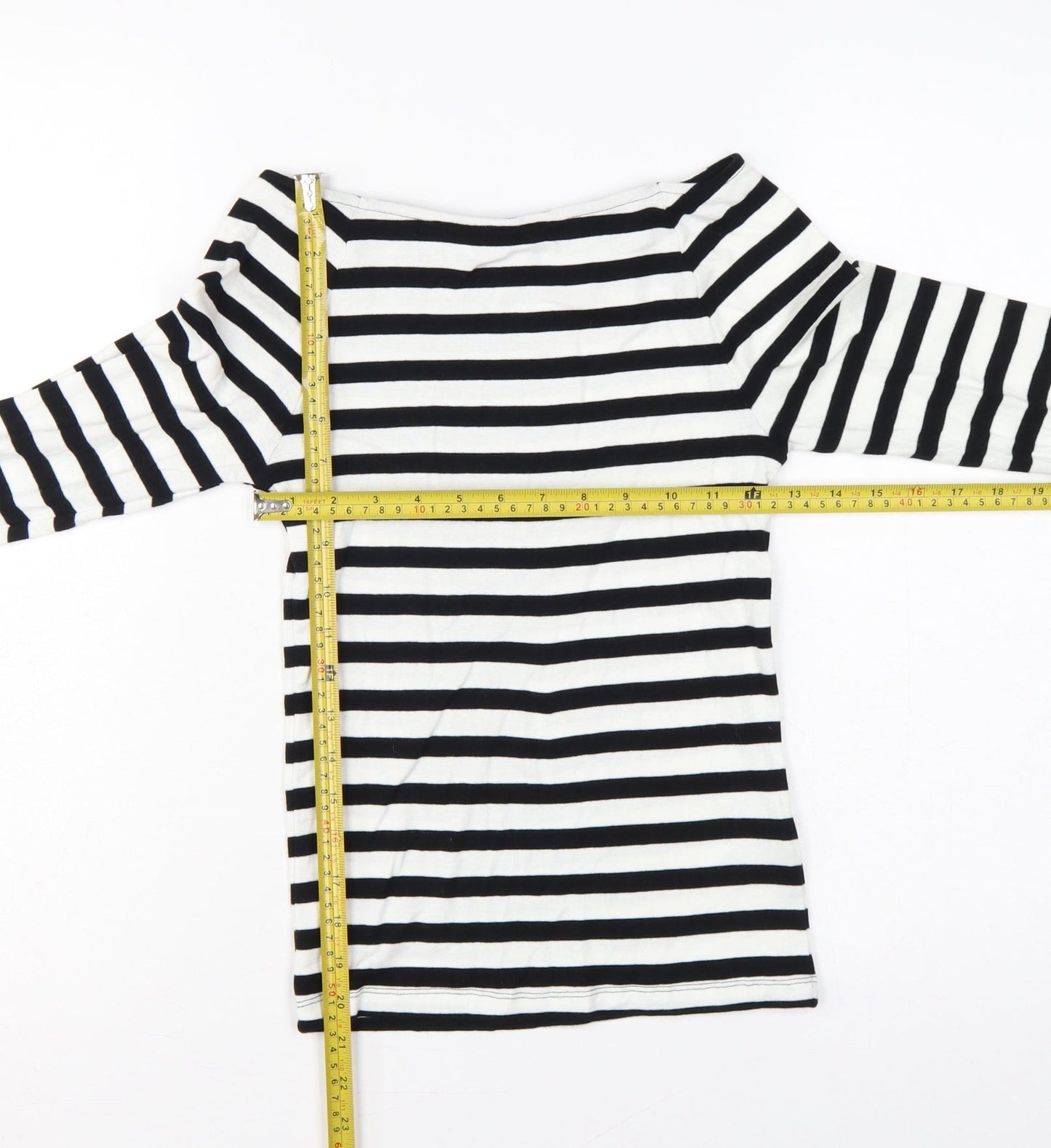 Marks & Spencer Women's Black White Stripe Off Shoulder Top UK 8
