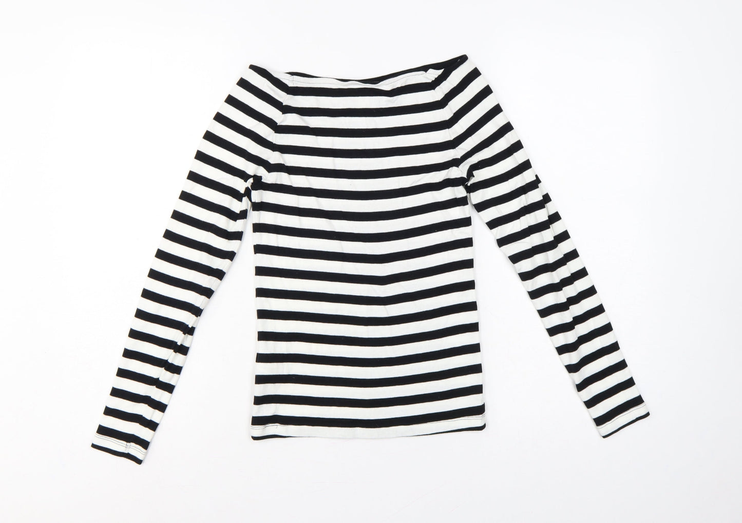 Marks & Spencer Women's Black White Stripe Off Shoulder Top UK 8
