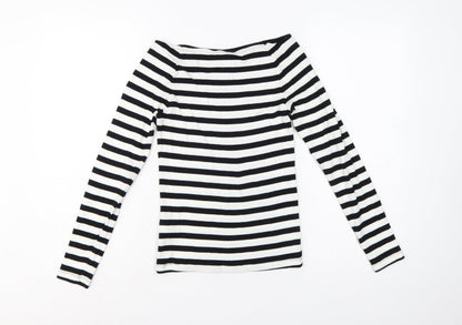 Marks & Spencer Women's Black White Stripe Off Shoulder Top UK 8