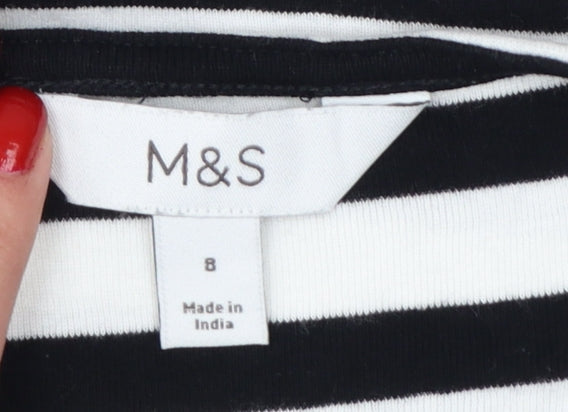 Marks & Spencer Women's Black White Stripe Off Shoulder Top UK 8