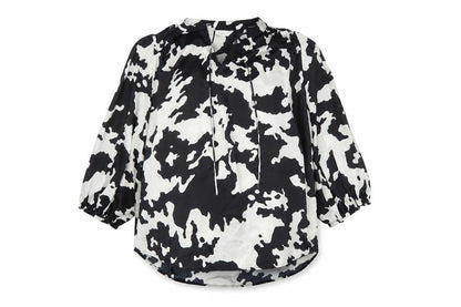 Marks & Spencer Women Black White Animal Print Size 20 Tie Neck Blouse
