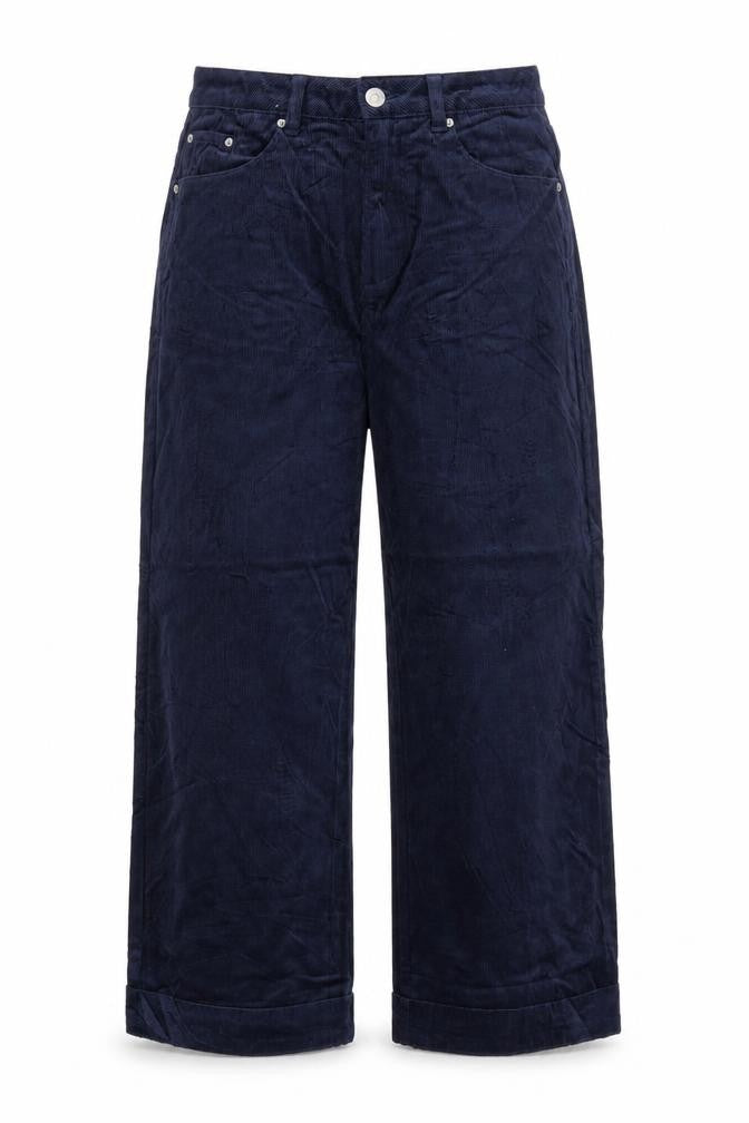 M&S Women Navy Corduroy Wide Leg Trousers UK 12 Short