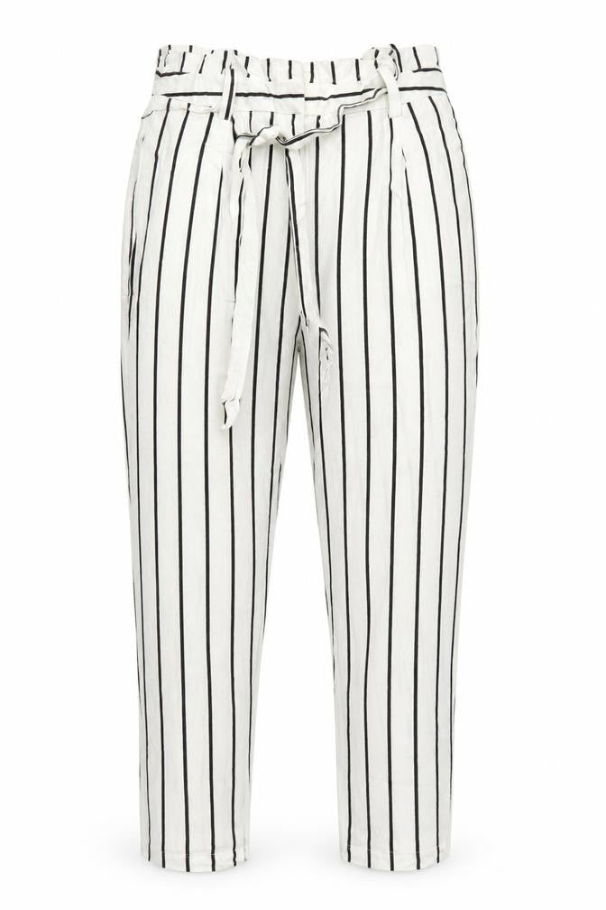ASOS Women’s White Black Stripe Paperbag Linen Trousers UK 12