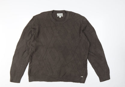 Additional front view of Autograph Men’s Brown XL Geometric Cotton Modal Crew Neck Jumper