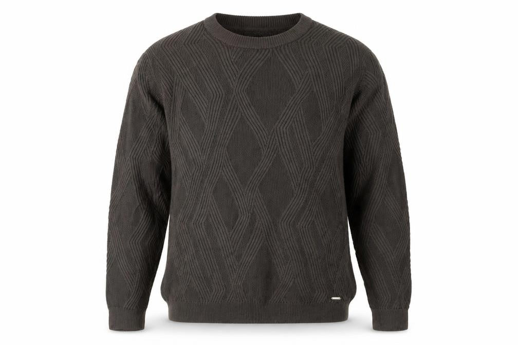 Autograph Men’s Brown XL Geometric Cotton Modal Crew Neck Jumper