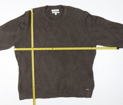 Back view of Autograph Men’s Brown XL Geometric Cotton Modal Crew Neck Jumper