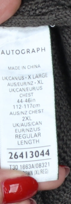 Brand and care label for Autograph Men’s Brown XL Geometric Cotton Modal Crew Neck Jumper