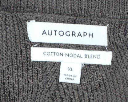 Additional view of Autograph Men’s Brown XL Geometric Cotton Modal Crew Neck Jumper