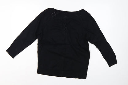 FatFace Women Black UK 12 V-Neck Cotton Button Cardigan
