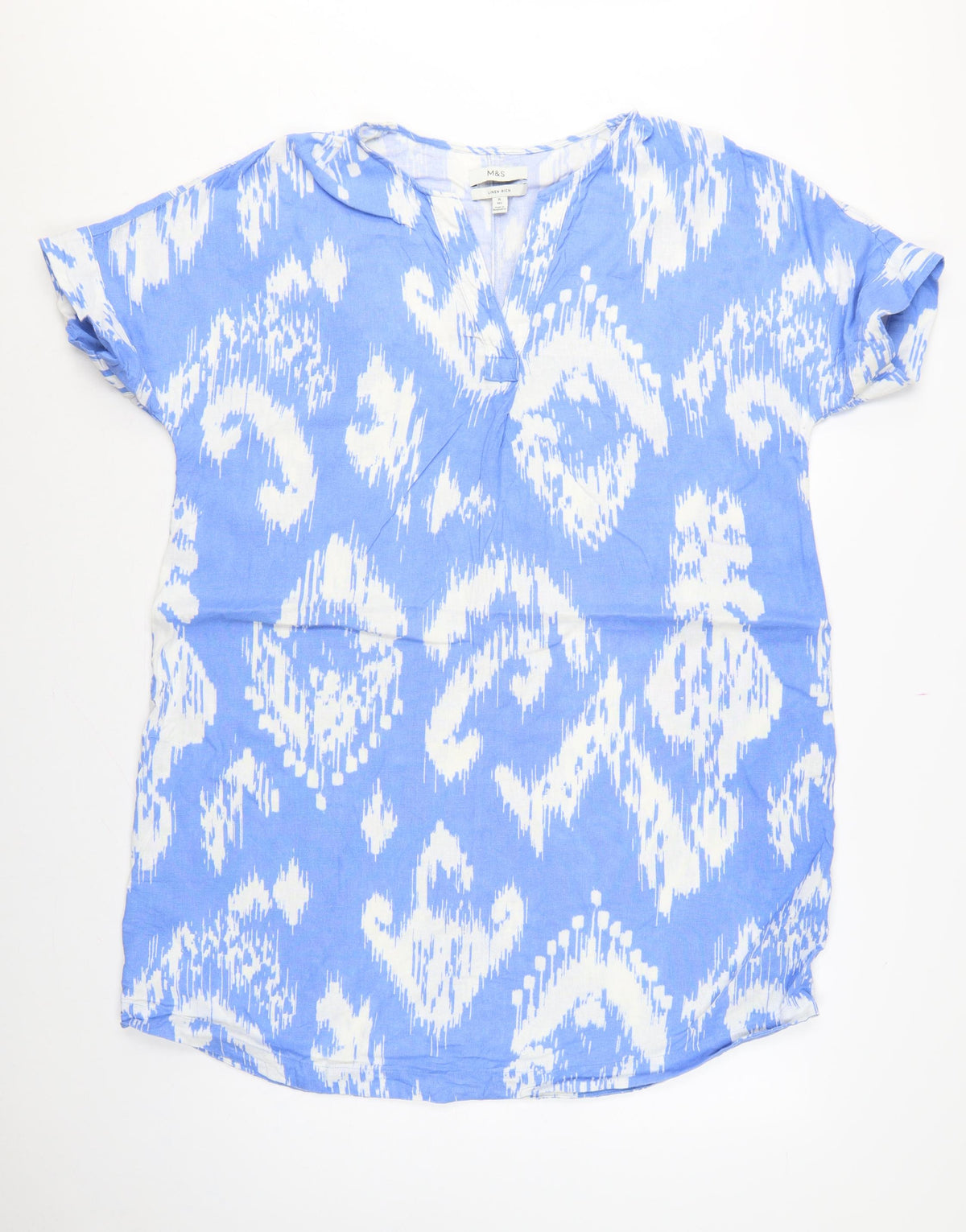 Marks & Spencer Women Blue White Size 16 Linen Shift Mini Dress