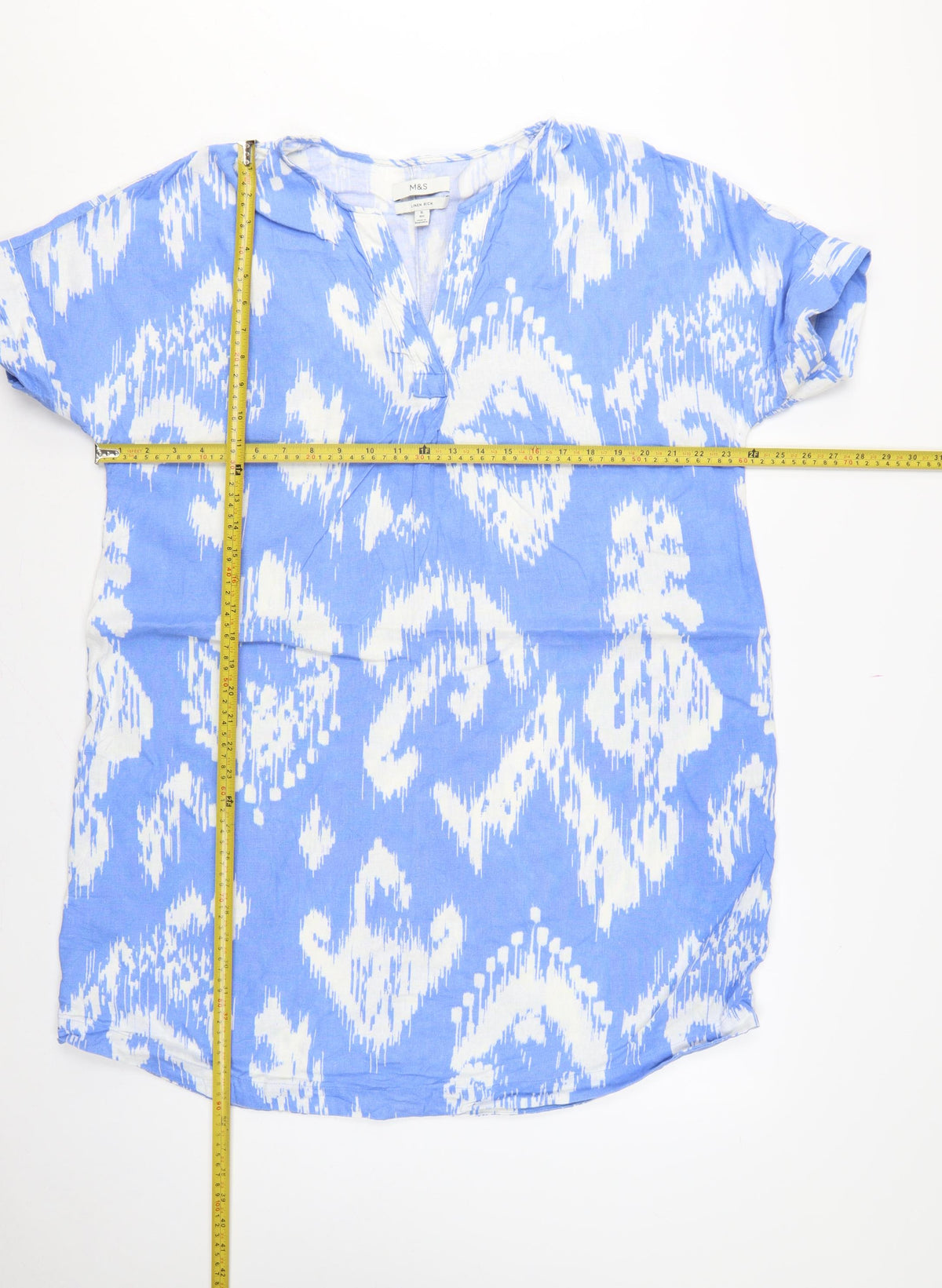 Marks & Spencer Women Blue White Size 16 Linen Shift Mini Dress