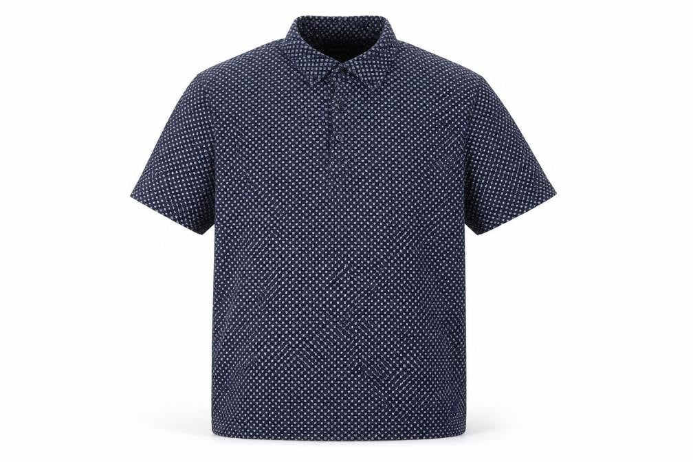 Nautica Men's Blue L Geometric Print Short Sleeve Cotton Polo Shirt