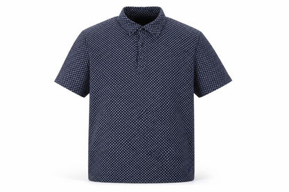 Nautica Men's Blue L Geometric Print Short Sleeve Cotton Polo Shirt