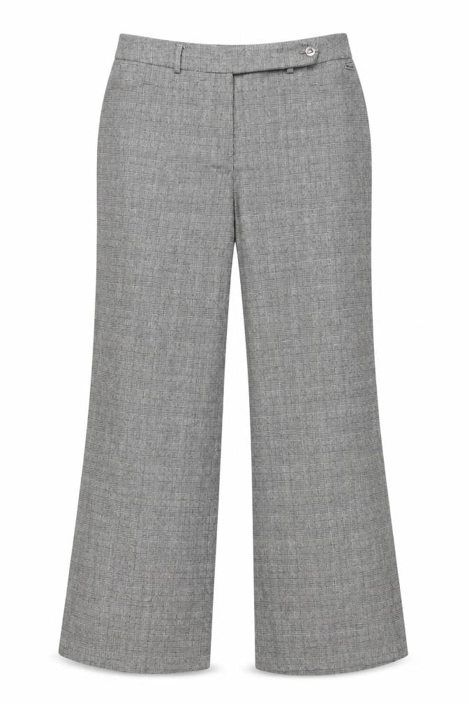 Per Una Women Grey Check Wool Blend Tailored Trousers UK 12