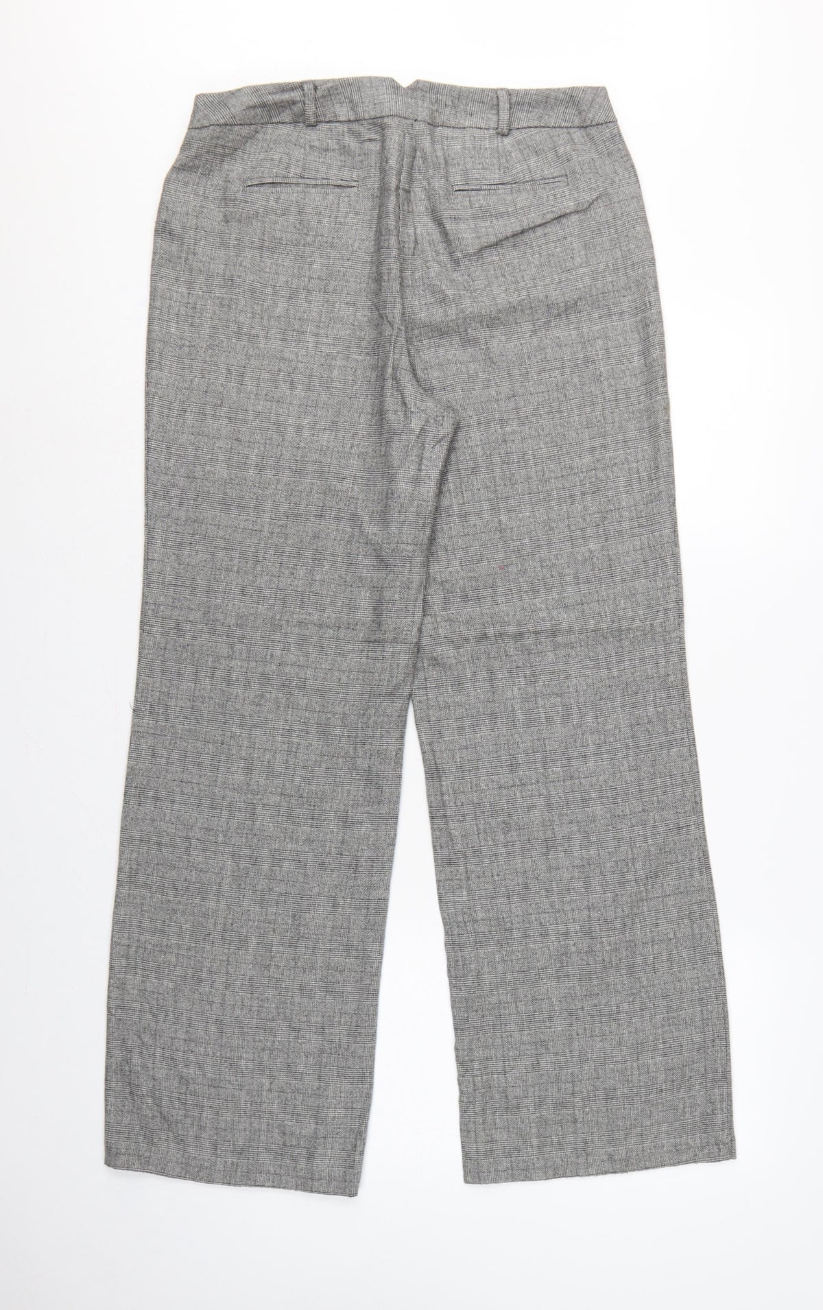 Per Una Women Grey Check Wool Blend Tailored Trousers UK 12