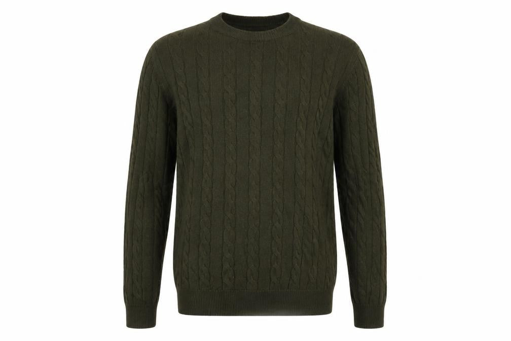 John Lewis Men’s Green M Cable Knit Cotton Cashmere Crew Neck Jumper