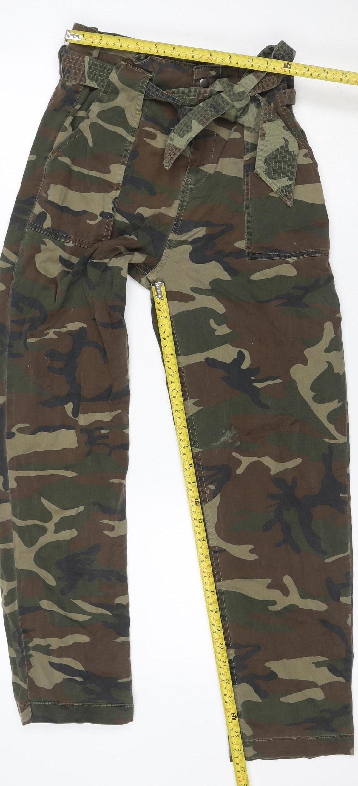 Topshop Women’s Camo Cargo Trousers UK 8 Cotton Low Rise
