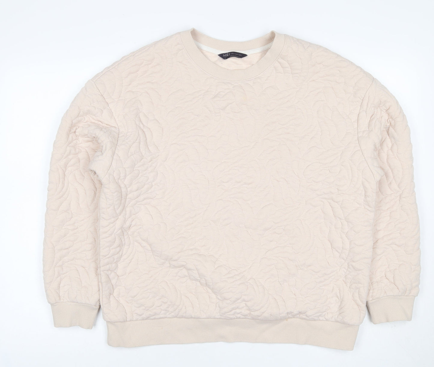 Marks & Spencer Women’s Ivory Quilted Floral Sweatshirt UK 14