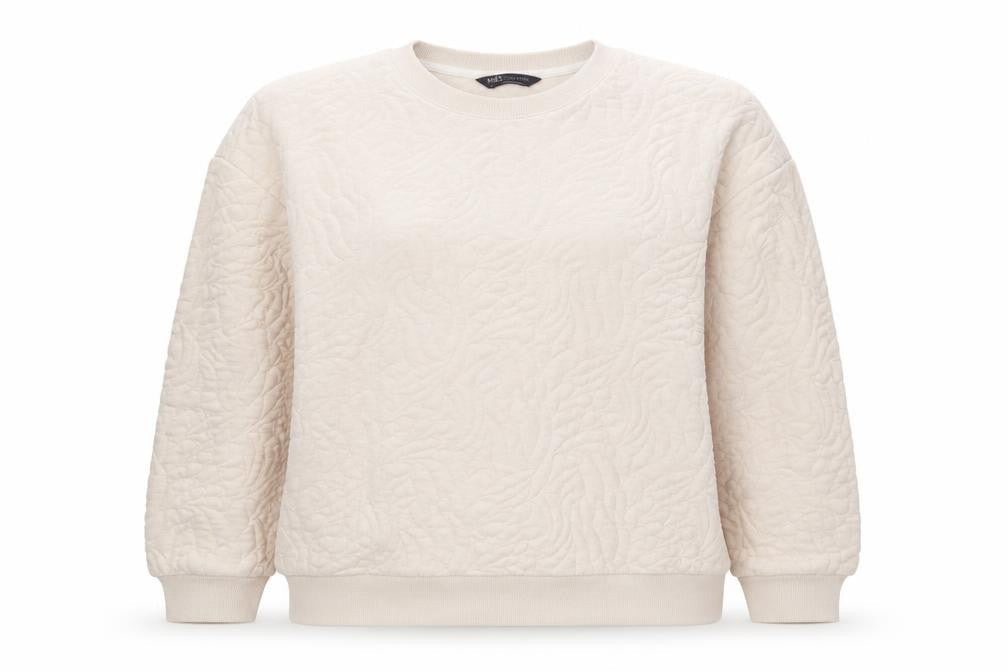 Marks & Spencer Women’s Ivory Quilted Floral Sweatshirt UK 14