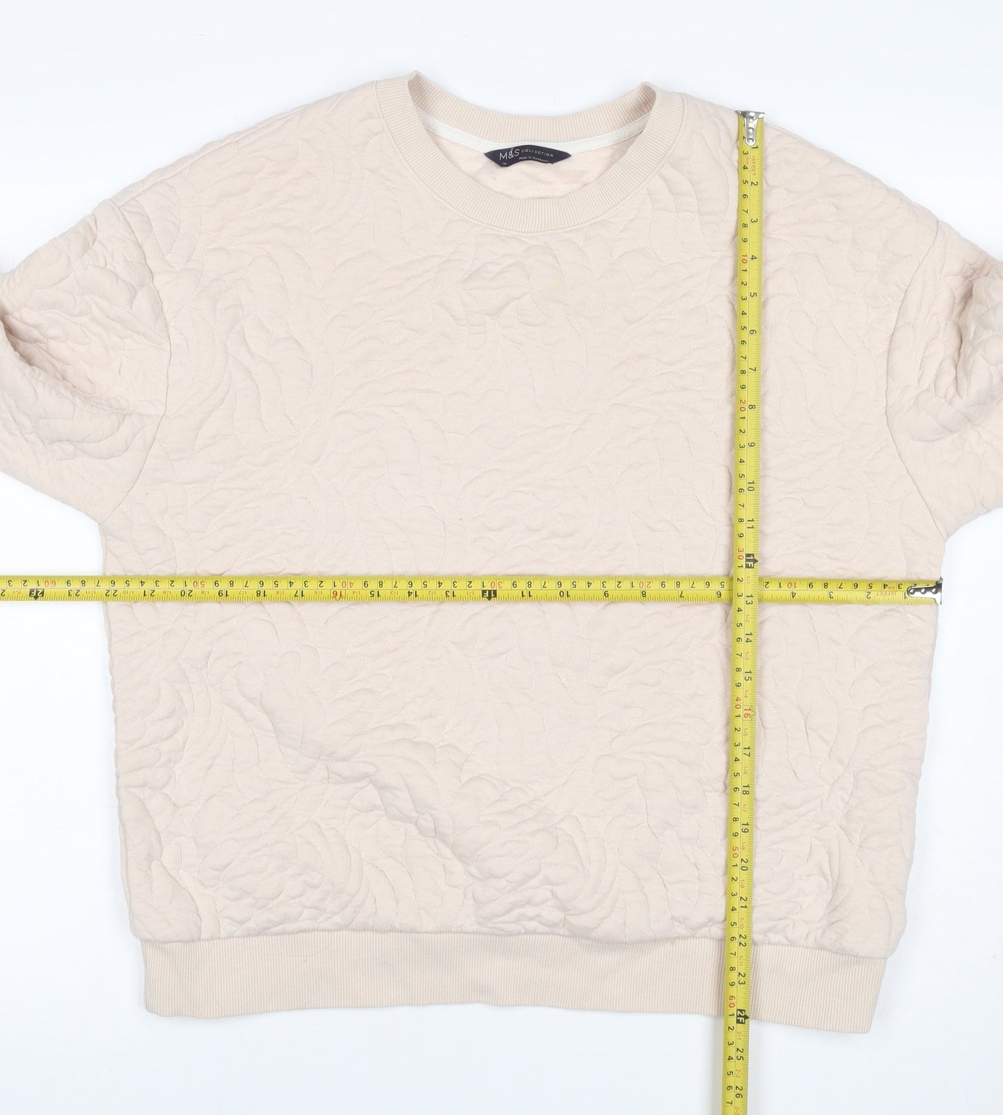 Marks & Spencer Women’s Ivory Quilted Floral Sweatshirt UK 14