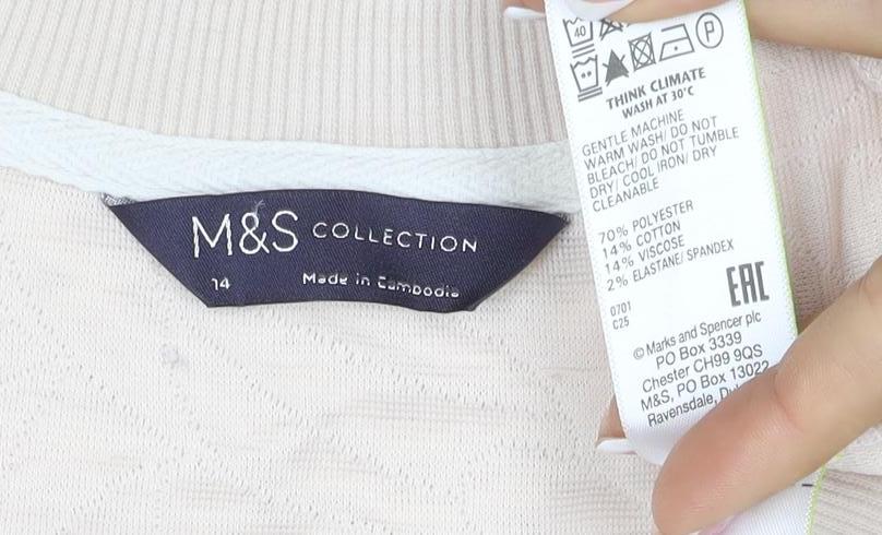 Marks & Spencer Women’s Ivory Quilted Floral Sweatshirt UK 14