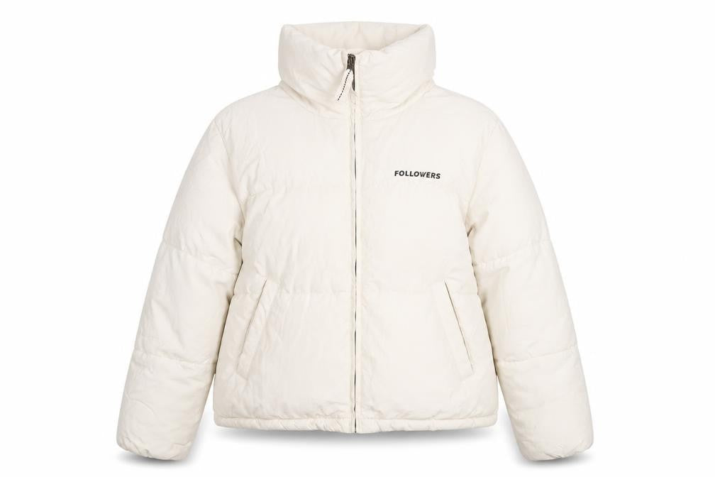 Bershka Women Ivory L Puffer Jacket Full Zip Padded