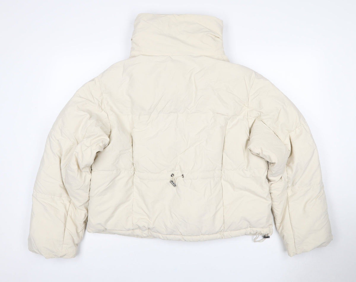 Bershka Women Ivory L Puffer Jacket Full Zip Padded