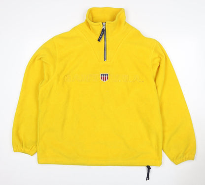 Additional front view of GANT Women Yellow S 1/4 Zip Fleece Pullover Sweatshirt