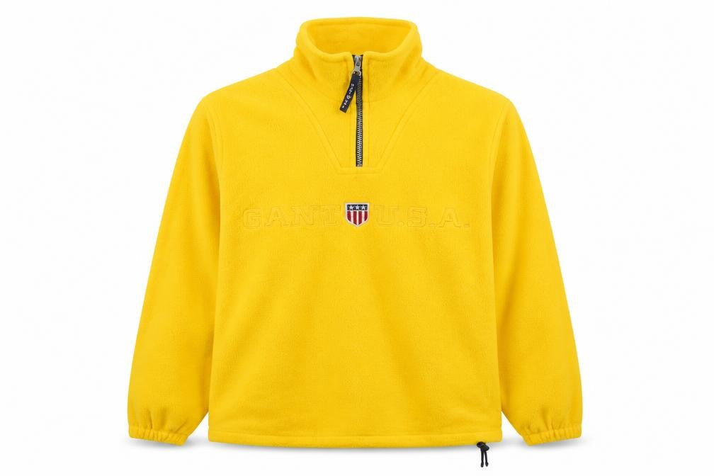 GANT Women Yellow S 1/4 Zip Fleece Pullover Sweatshirt