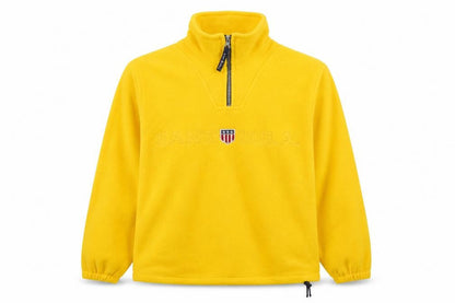 Front view of GANT Women Yellow S 1/4 Zip Fleece Pullover Sweatshirt