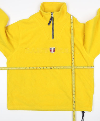 Close-up detail of GANT Women Yellow S 1/4 Zip Fleece Pullover Sweatshirt