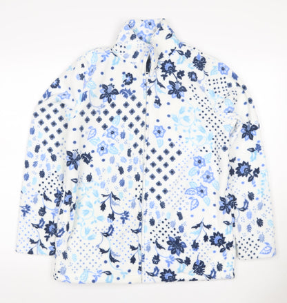 Additional front view of Atlas For Women Women's Blue Floral Fleece Basic Jacket UK 10 Zip