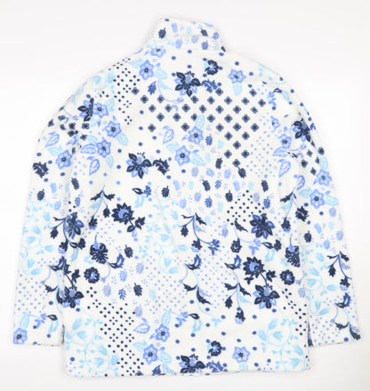 Back view of Atlas For Women Women's Blue Floral Fleece Basic Jacket UK 10 Zip