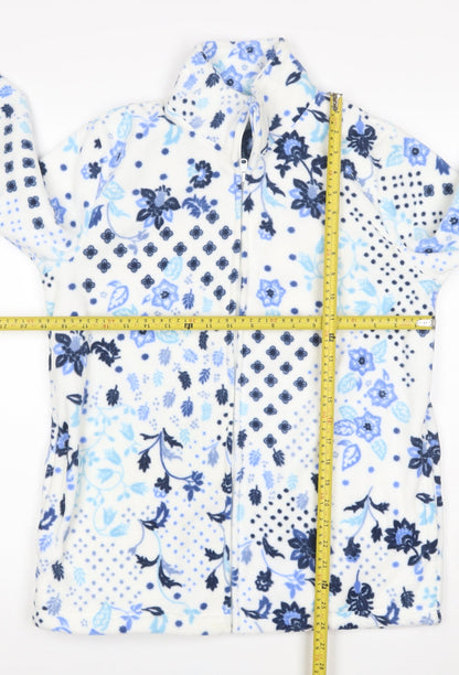 Close-up detail of Atlas For Women Women's Blue Floral Fleece Basic Jacket UK 10 Zip